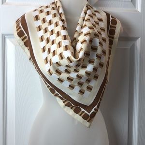 VTG Sally Gee Polyester Square Scarf Brown/Tan